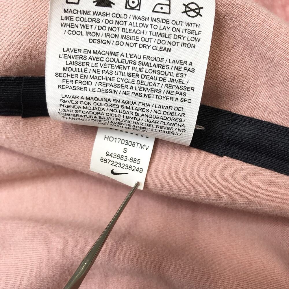 Nike Lab Essential Size Small Pink Velour Cropped Full Zip Hooded Jacket - Picture 7 of 8
